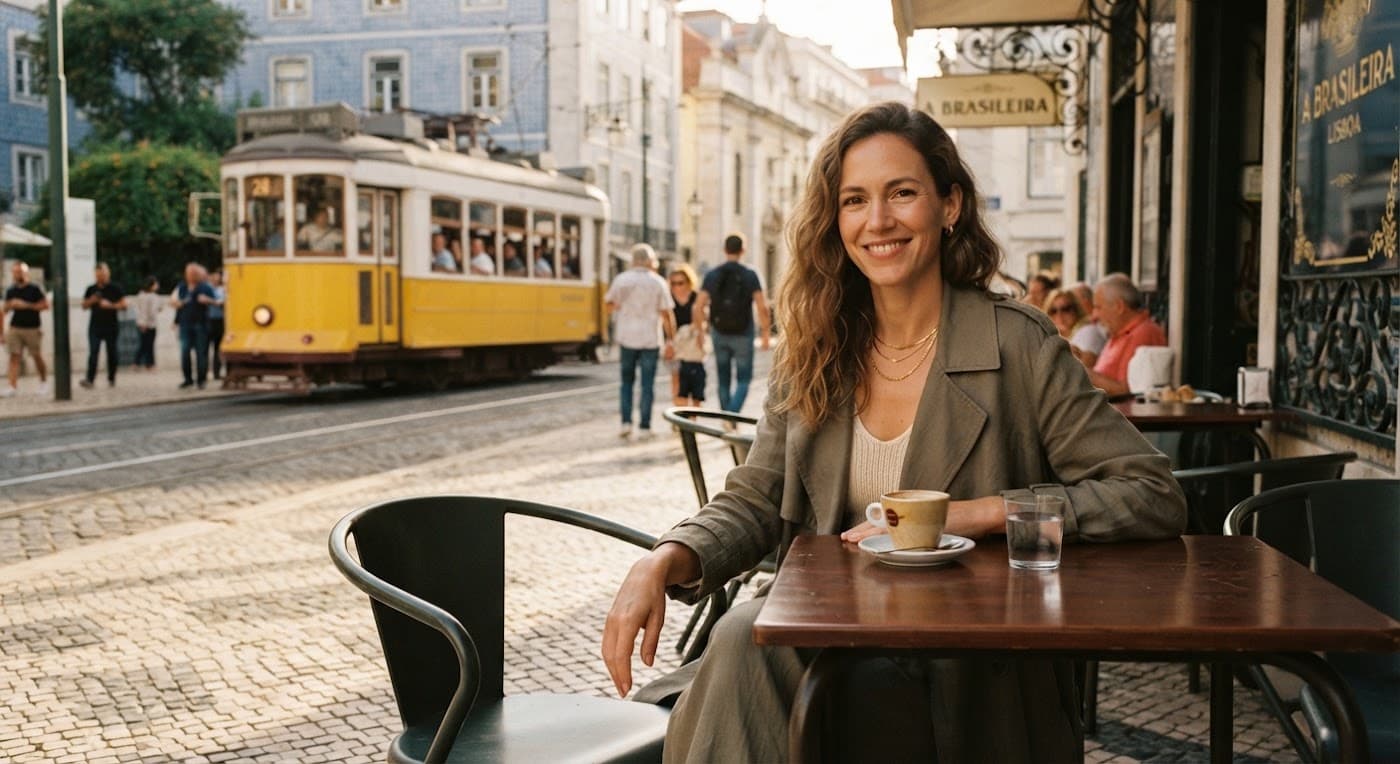 Portrait created with Aperta at a Lisbon cafe